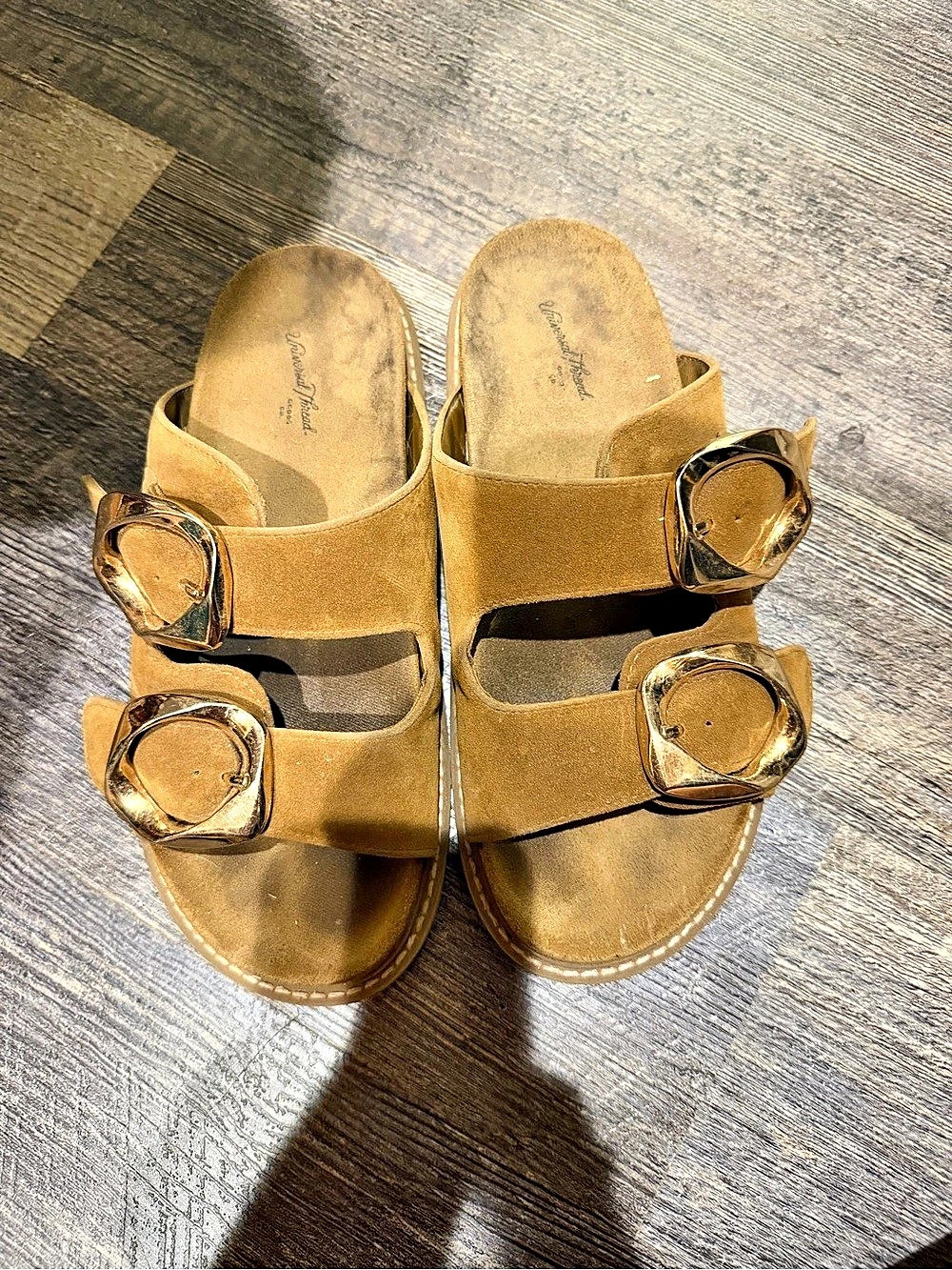 Universal Thread Collin Double-Buckle Footbed Sandals Brown